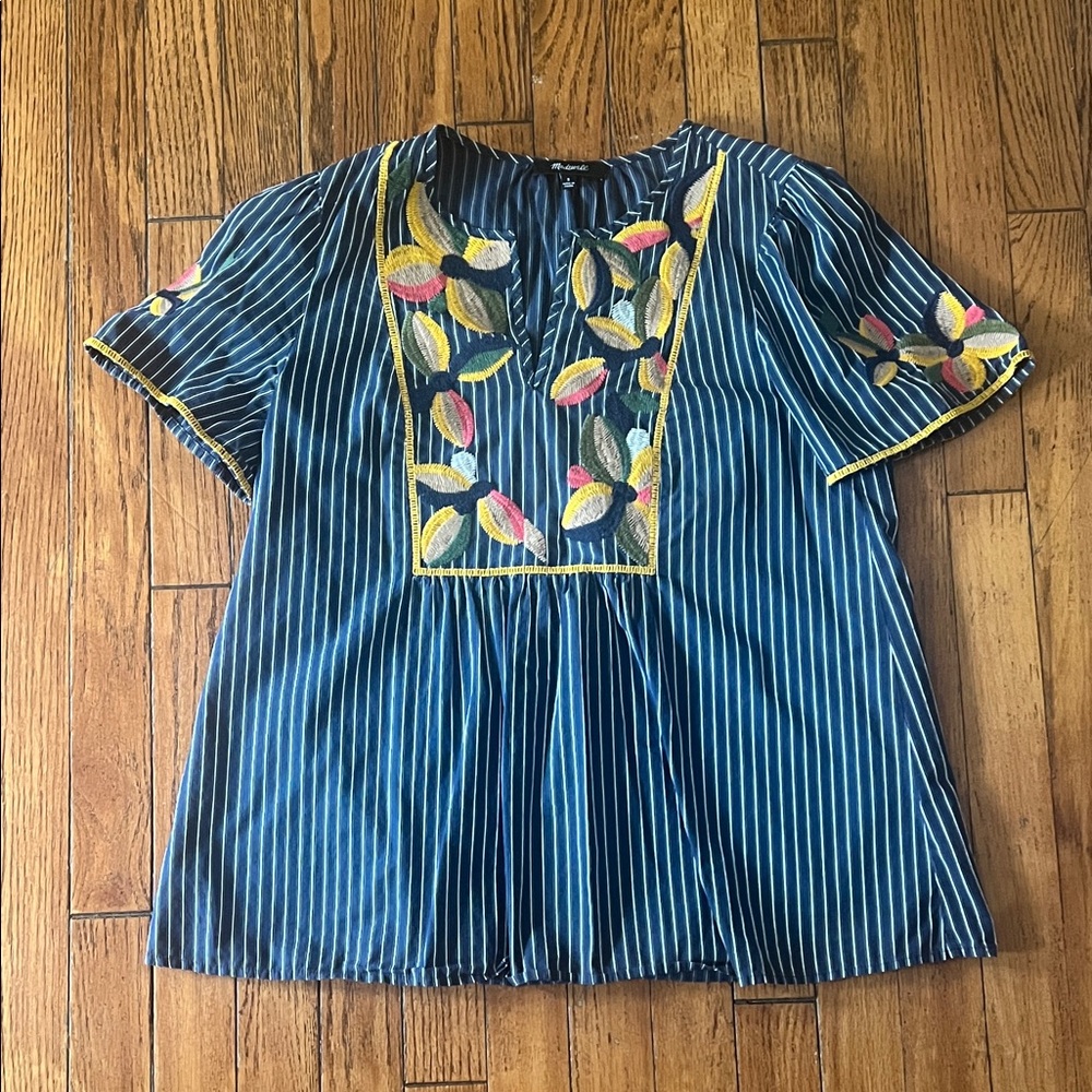 Madewell Navy Striped Blouse